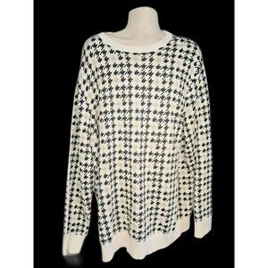 Shaquille O’Neal Size 4XL Off White, Black and Beige Houndstooth Sweater Mens